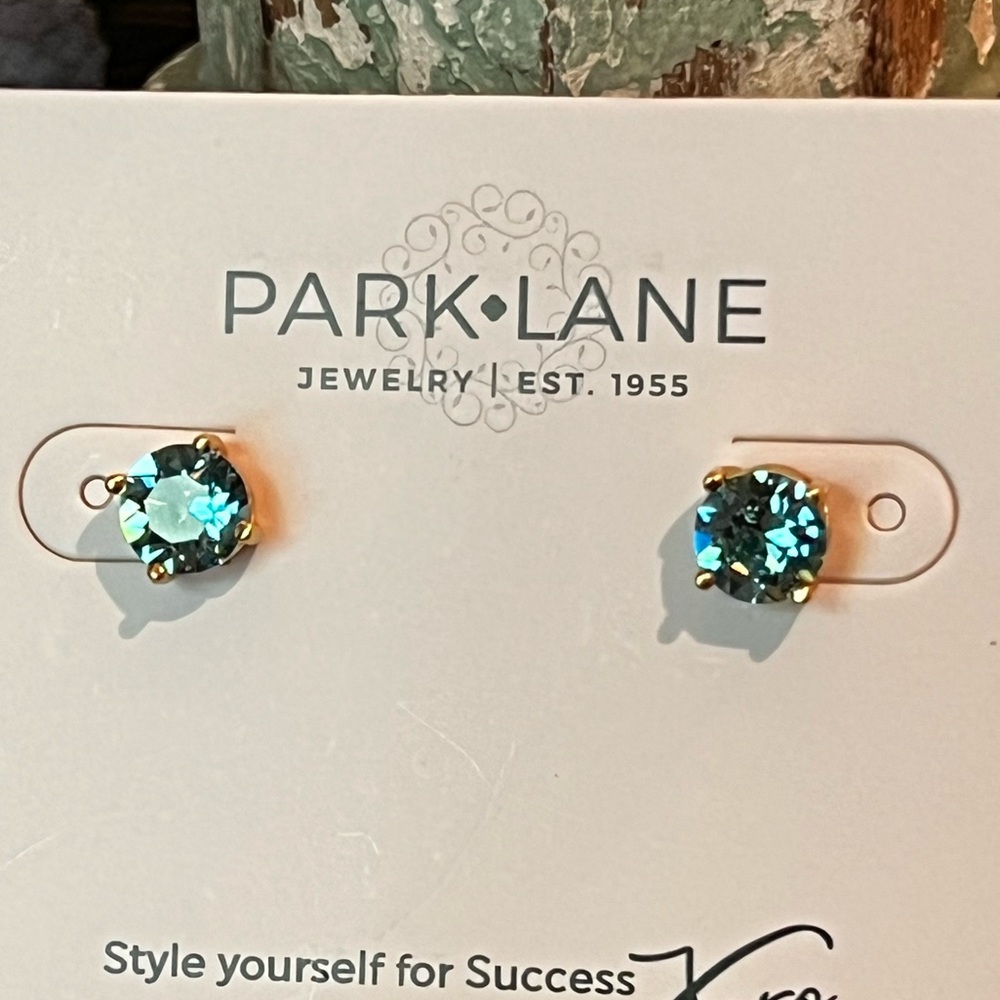 Turquoise Impression Stud Earrings by Park Lane - Picture 2 of 5